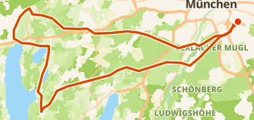 Map of 130km Gravel_München - Ammersee, a 128 km gravel loop near Munich, DE.