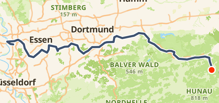 Der RuhrtalRadweg — 217 km road point-to-point.