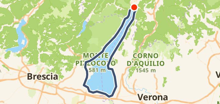 Gardasee-Rundtour (im Uhrzeigersinn) — 142 km road loop near Riva del Garda, IT.