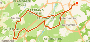 Map of Gravel-Tour nach Malersicher Waldweg, a 73 km gravel loop near Munich, DE.