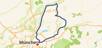 Map of MUC Flughafen loop, a 109 km road loop near Munich, DE.