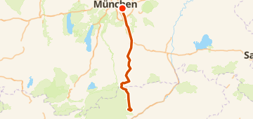 Map of MUC - Verona Tag 1, a 107 km gravel route near Munich, DE.