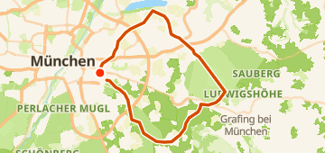 Map of Munich's "Where's the Schnitterin?" Loop, a 72 km gravel loop near Munich, DE.