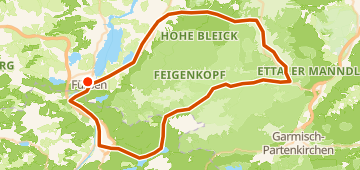 Map of Plansee – Altstadt Füssen Runde von Füssen, a 98 km gravel loop near Füssen, DE.