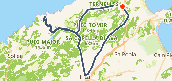 Sa Calobra (Coll dels Reis) — 108 km road loop.