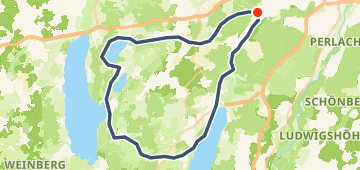 Map of Starnberg loop, a 72 km road loop near Krailling, DE.