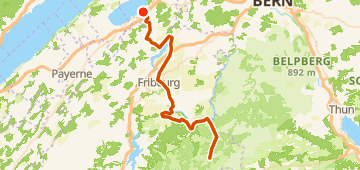 Vom Murtensee über Fribourg bis Schwarzsee — 64 km gravel point-to-point near Murten, CH.